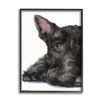 " Sleepy Scottish Terrier Portrait Adorable Pet Dog " by George Dyachenko Painting Print
