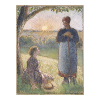 «Country Country Chatting Sunset Eragny» par Camille Pissarro - Impression giclée