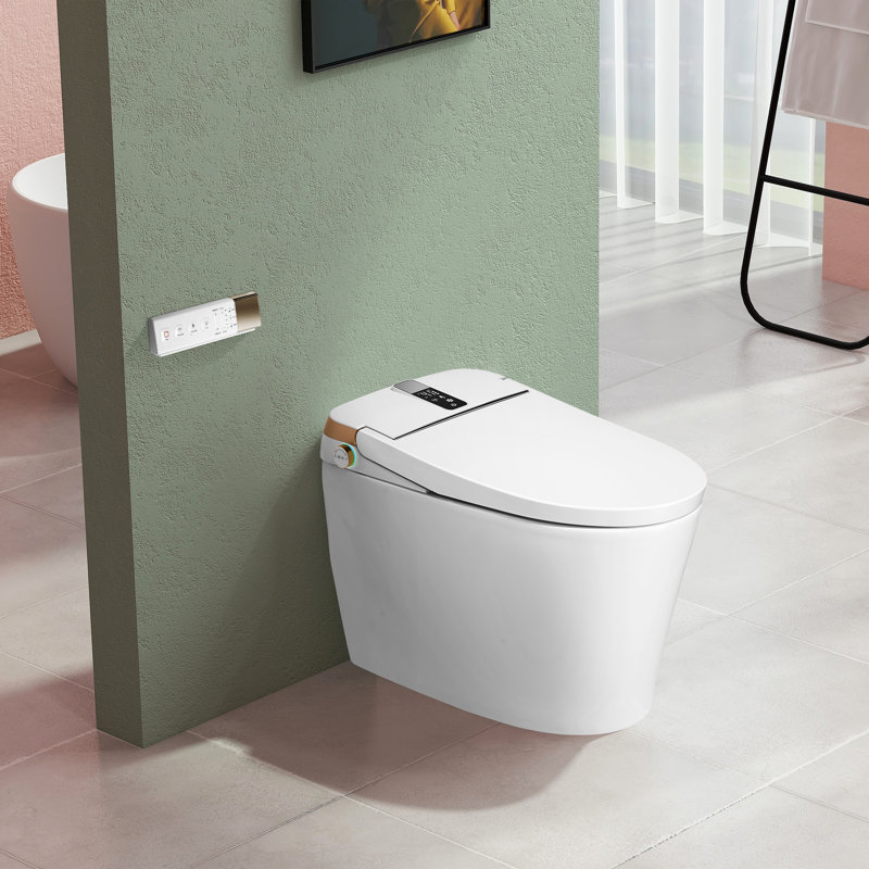 1.28 Gallons Auto-flush Soft Closing Cover Elongated One-Piece Tankless Smart Bidet Toilet for Bathrooms, White