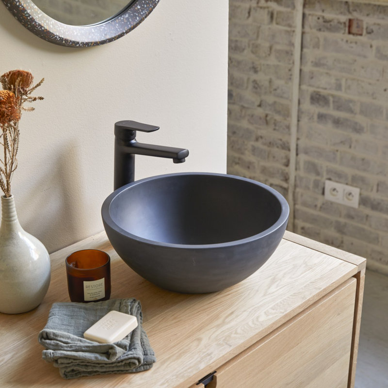 Tikamoon Micha 36mm L x 36mm W Round Sink, Black