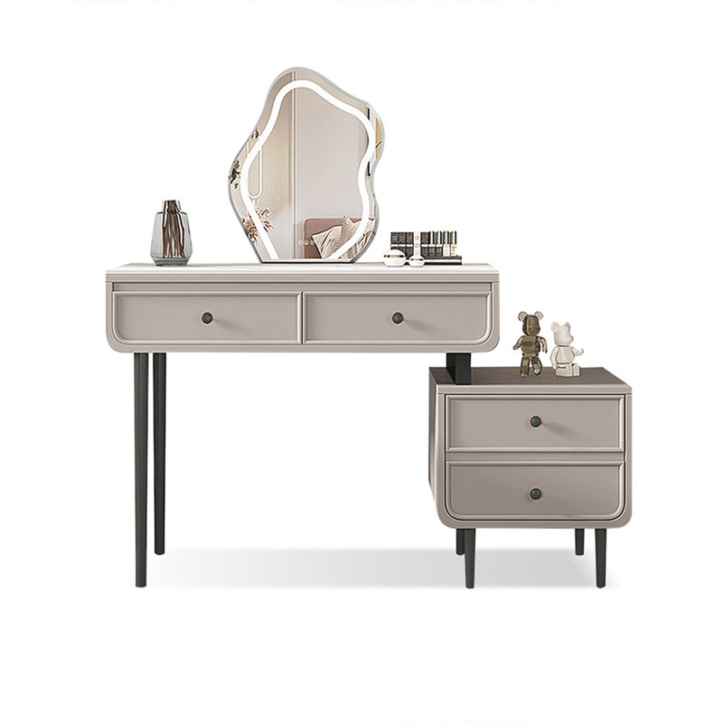 Coiffeuse de maquillage avec miroir lumineux, 4 tiroirs