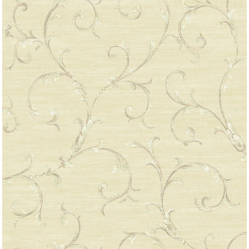 Papier peint bleu marine Elsie, Vert / Beige