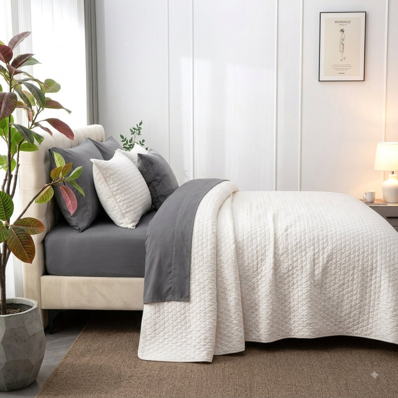 Literie 7 pièces Zera & Velvet Pure Cross - Blanc, Taille King