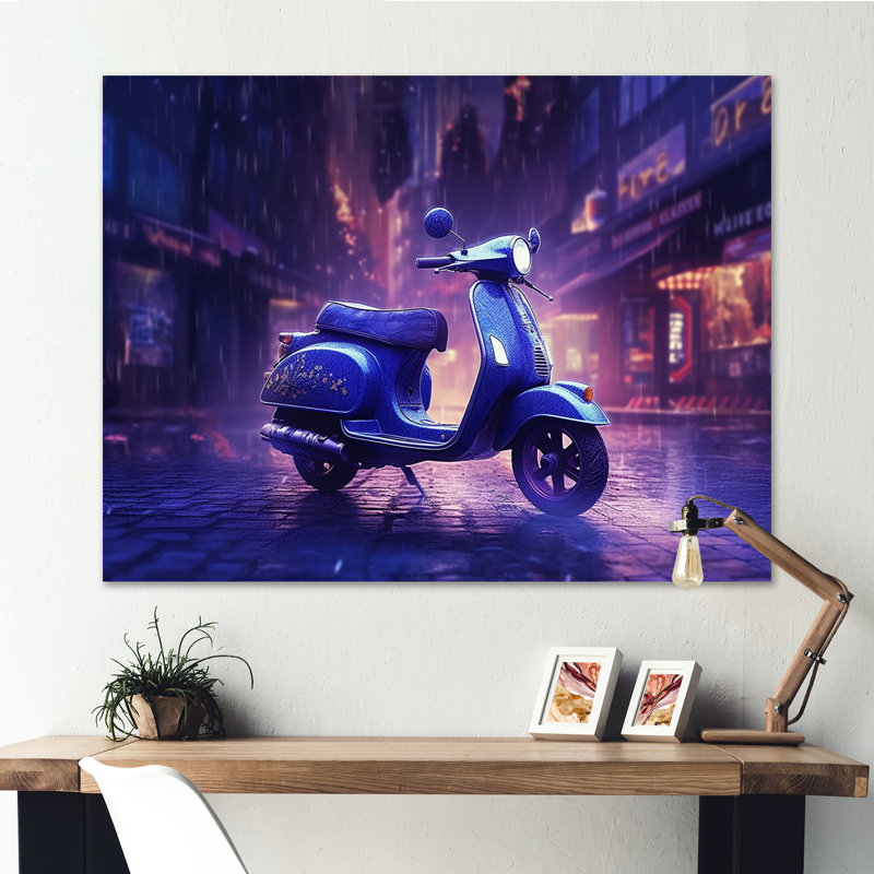 Scooter City Rides II sur impression sur toile, H 24 po x l 32 po x P 1 po, Toile tendue