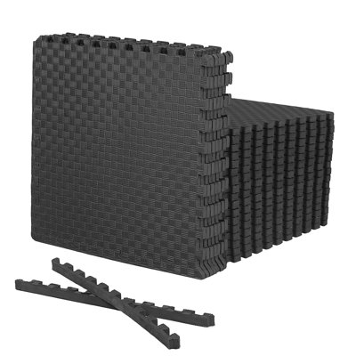 CAP Interlocking Exercise Foam Mats, 72 SQ.FT Diamond, TATAMI, T-Pattern 3/4-Inch Thickness Tiles
