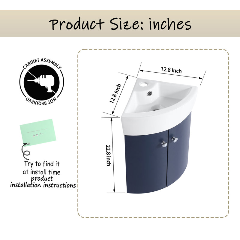 12.84'' Single Bathroom Vanity with Ceramic Top