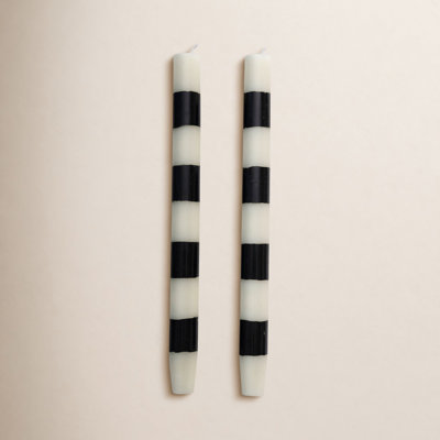 Unscented Taper Candles with Stripes in Box