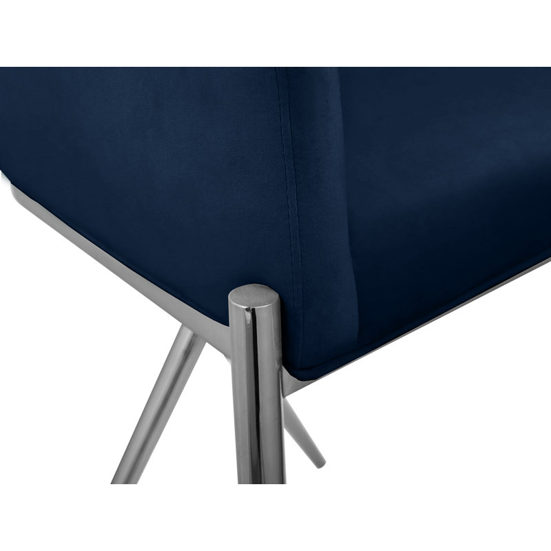 Tabouret de comptoir 26,5 po Xavier, Velours marine, Chrome chrome