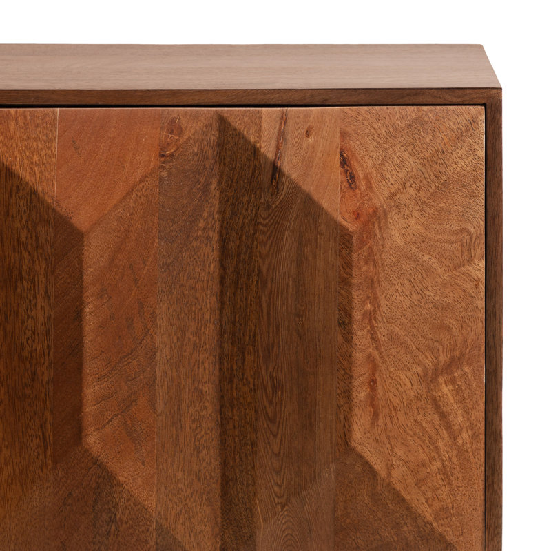 Wooden Wall Cabinet with Push-Close Doors, Brown Wood