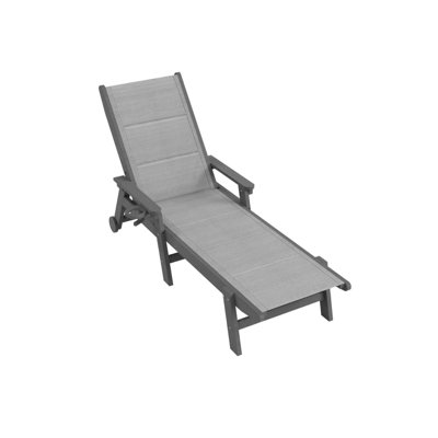 Mobile Patio Chaise Lounges Set of 2, HDPE Adjustable Modern Pool Chairs