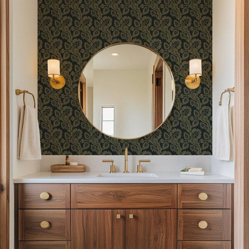 Paisley Briar - papier peint botanique or noir
