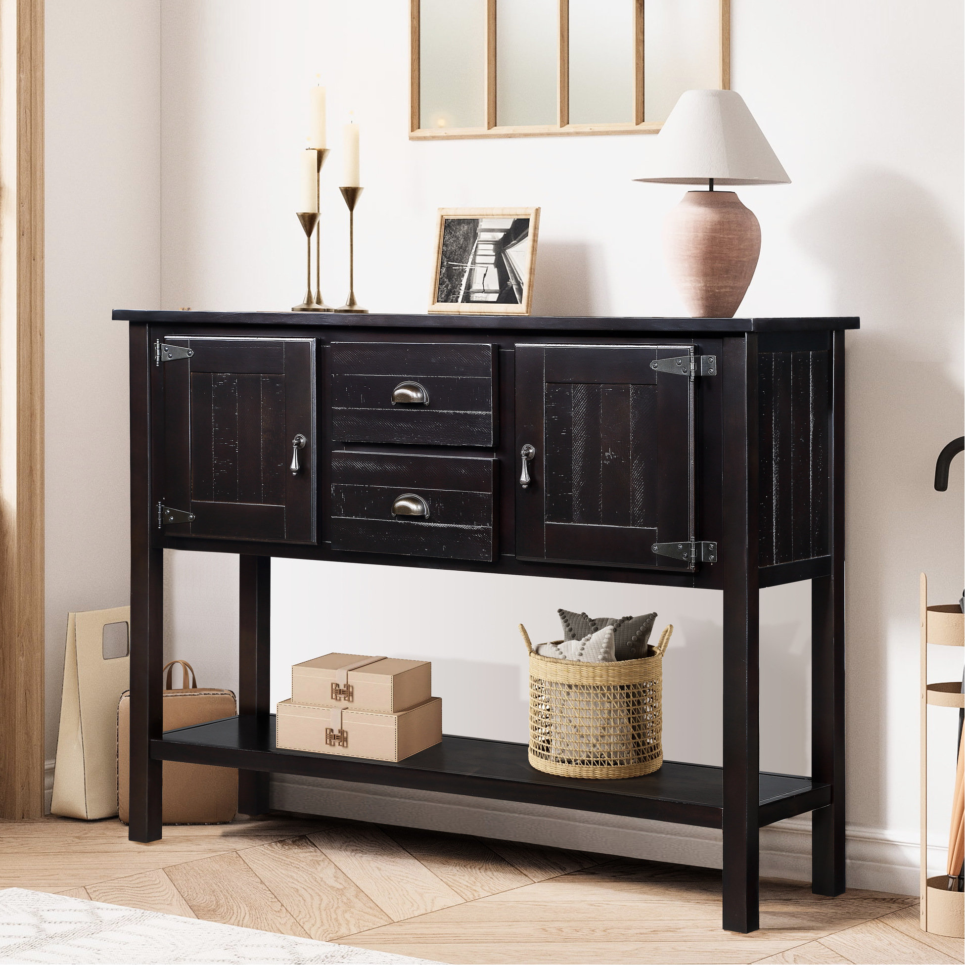 Ophelia & Co. Solid Wood Console Table With Shelf, Versatile Design ...
