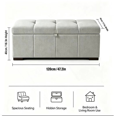Banc de rangement moderne pour chambre à coucher avec compartiment caché