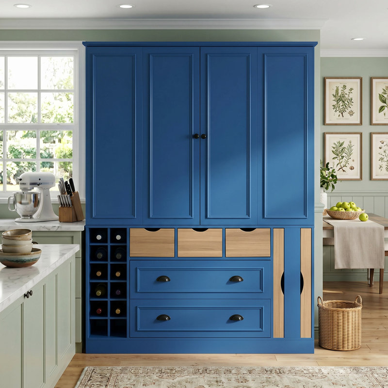 Armoire de rangement 71 po H Farmhouse, Bleu