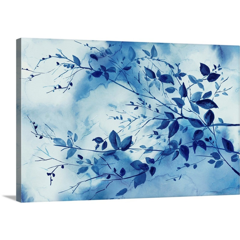 Indigo Branches, art mural sur toile, Toile tendue, H 24 po x l 36 po