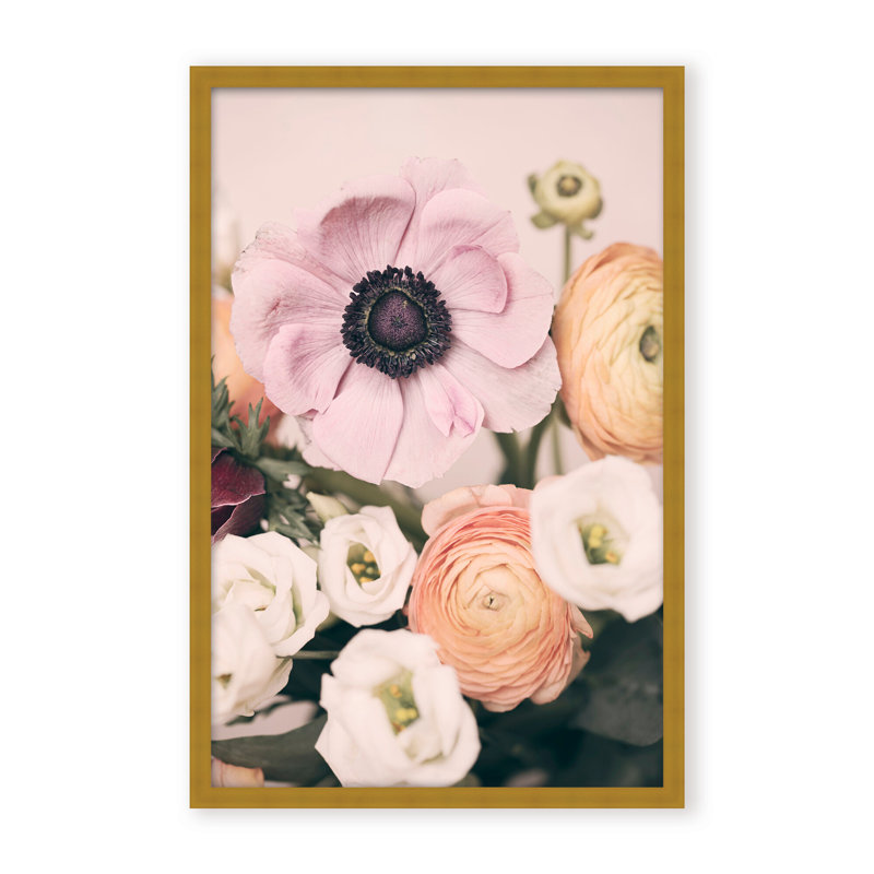 Nature Inspired Pastel Bouquet by  - Picture Frame Photograph on Paper, 48" H x 32" W x 1.125" D, Black, Framed Matted Print