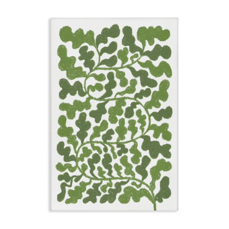 Art sur toile à motif de vignes vertes complexes par Martina Pavlova, H 24 po x l 16 po