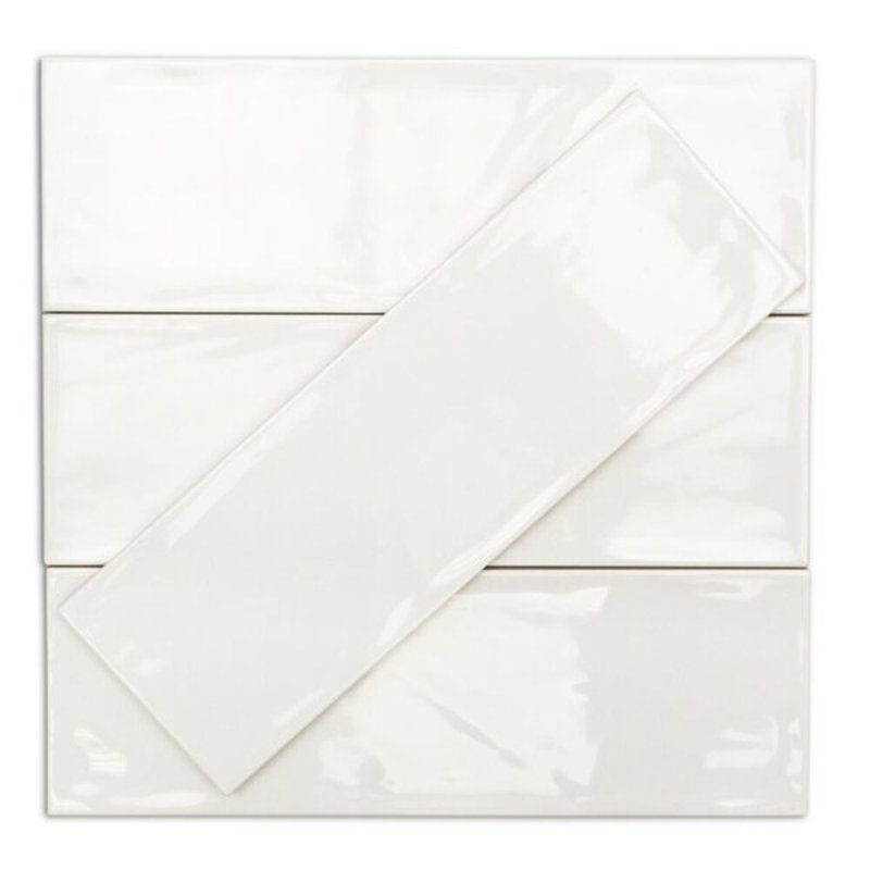 Santa Monica 4x12 Polished Ceramic Subway Tile, White