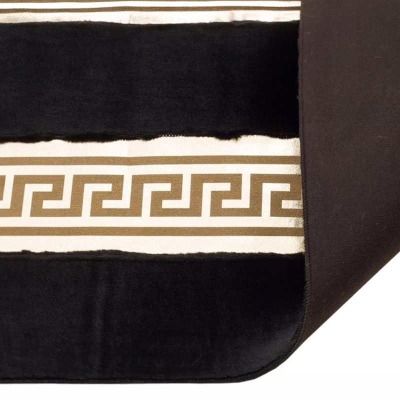 Modern Black Plush Rug With Gold Details