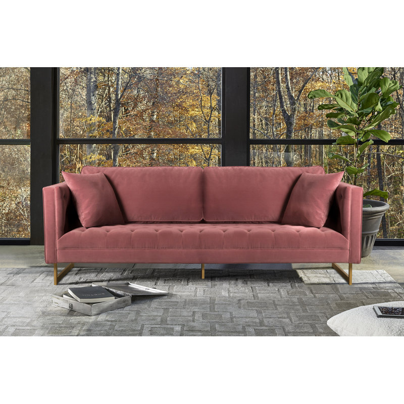 90'' Velvet Sofa, Pink