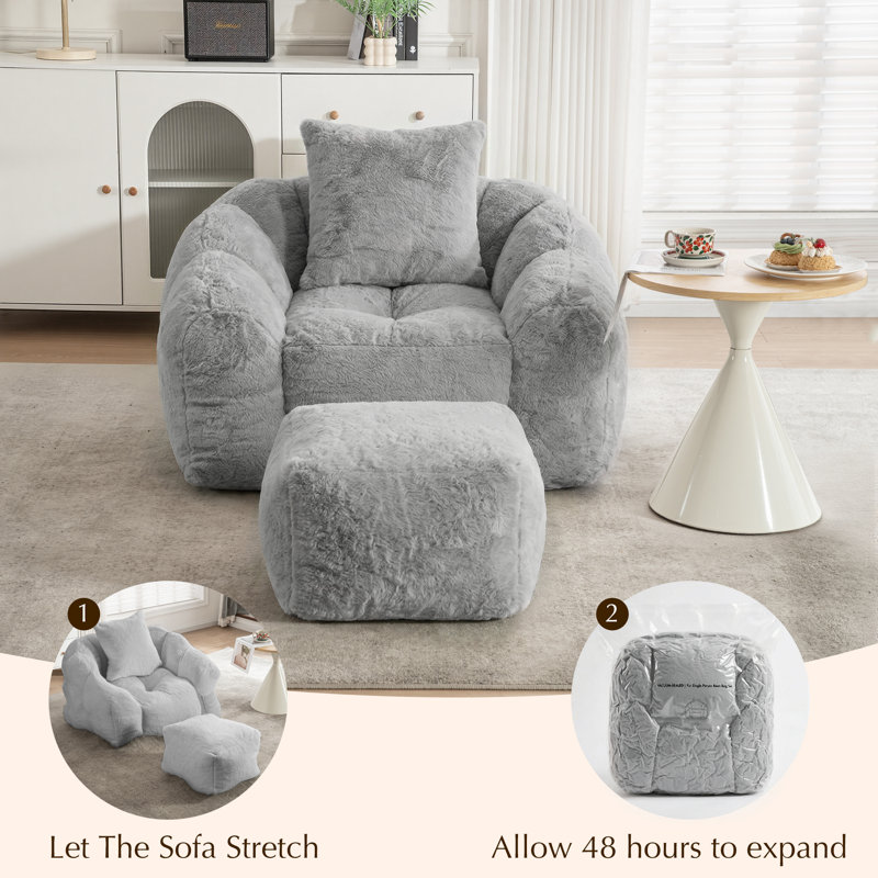Double Bean Bag Chair, Gray 