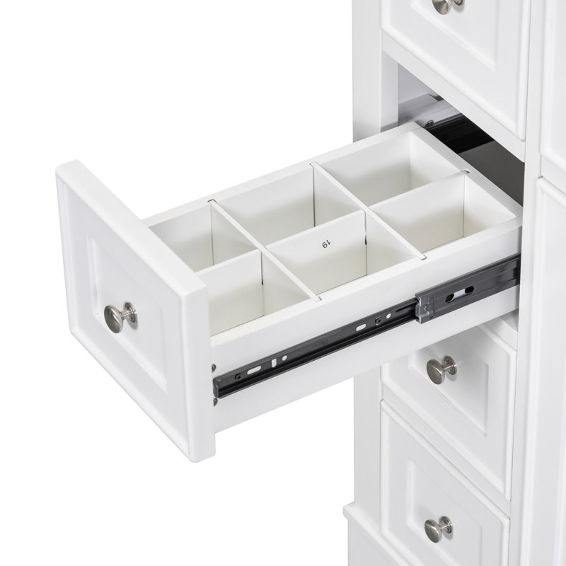 Meuble-lavabo 36 po sans lavabo, base d'armoire seulement, une armoire et six tiroirs, Blanc