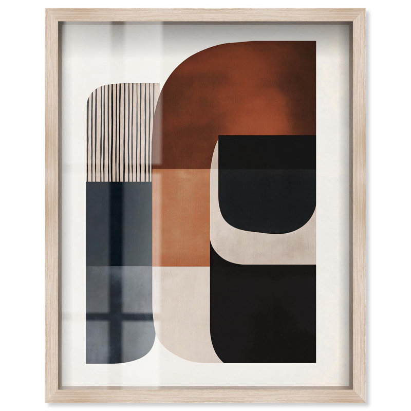 «Intersecting Arcs I Shadowbox Print Midcentury Art» par Art Remedy, H 37 po x l 31 po, Crème, crème