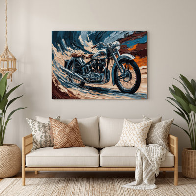 Transportation Motorcycle and motorbike art Purple Metal Wall Art