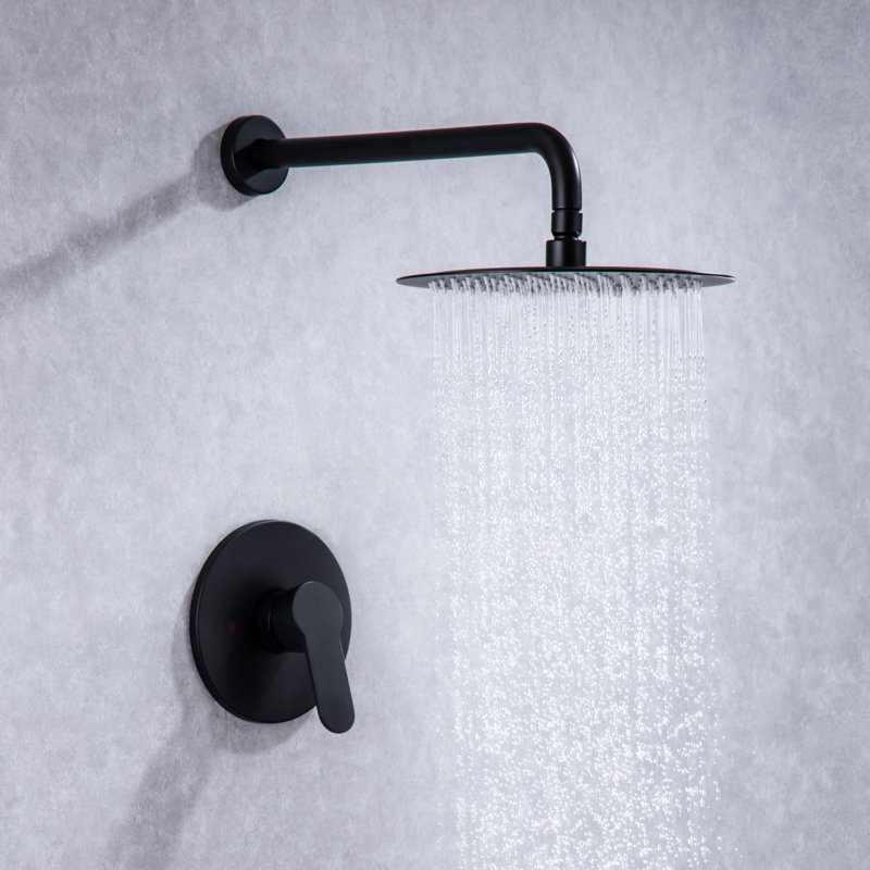 Diverter Complete Shower System with Rough in-Valve, Matte Black