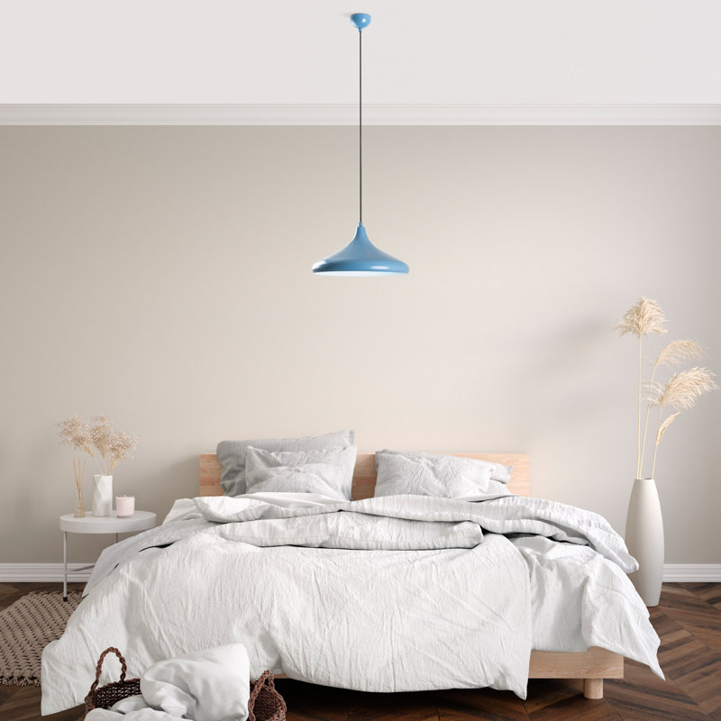 Lustre bleu clair élégant, hauteur réglable 10 po x 2,8 po | Corps en métal durable, hauteur totale: 10,6 - 45,7 pouces | 1 x douille E27 (40 W maximum), parfaite pour la salle à manger et les espaces de vie, design élégant et contemporain