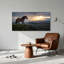 «Brown Horse on Grassy Hill with Mountain Sunset», art mural sur toile-1868308798