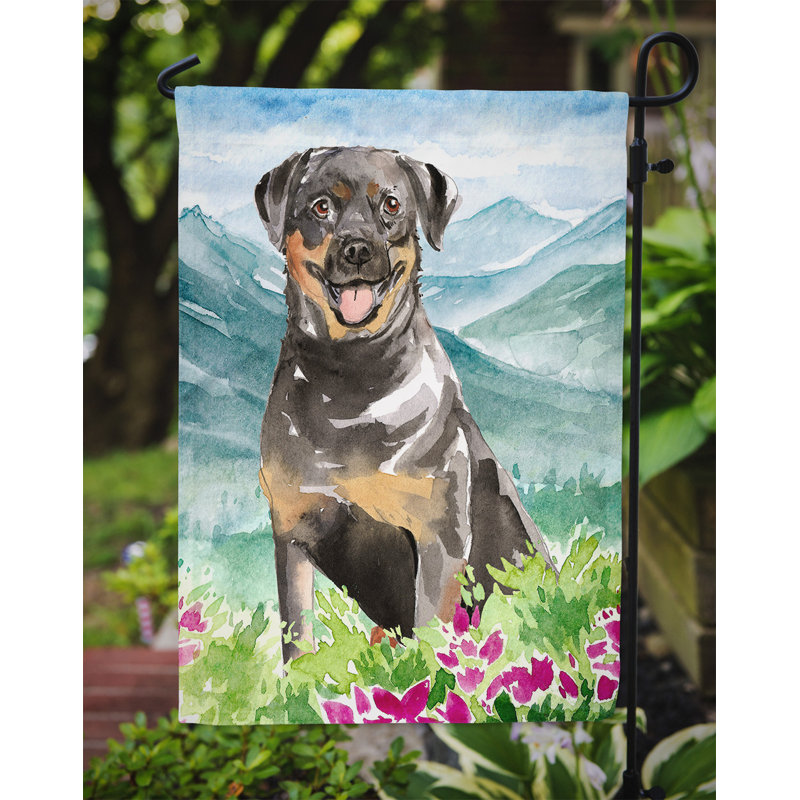Yorkshire terrier yorkie à 2 côtés en polyester 15 x 11,5 po mountain fleurs drapeau de jardin, Rottweiler (noir/bleu/vert)