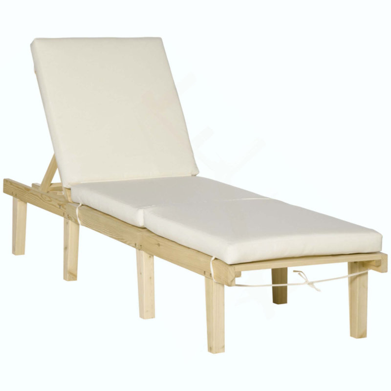 Chaise Lounge Chair For Outdoor, Patio Recliner With 4-Position Adjustable Backrest And Cushion For Deck, Beach, Lawn And Sunbathing