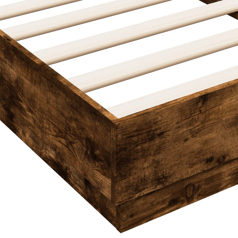 Vidaxl Bed Frame Engineered Wood, Small Single (2'6), Smoked Oak