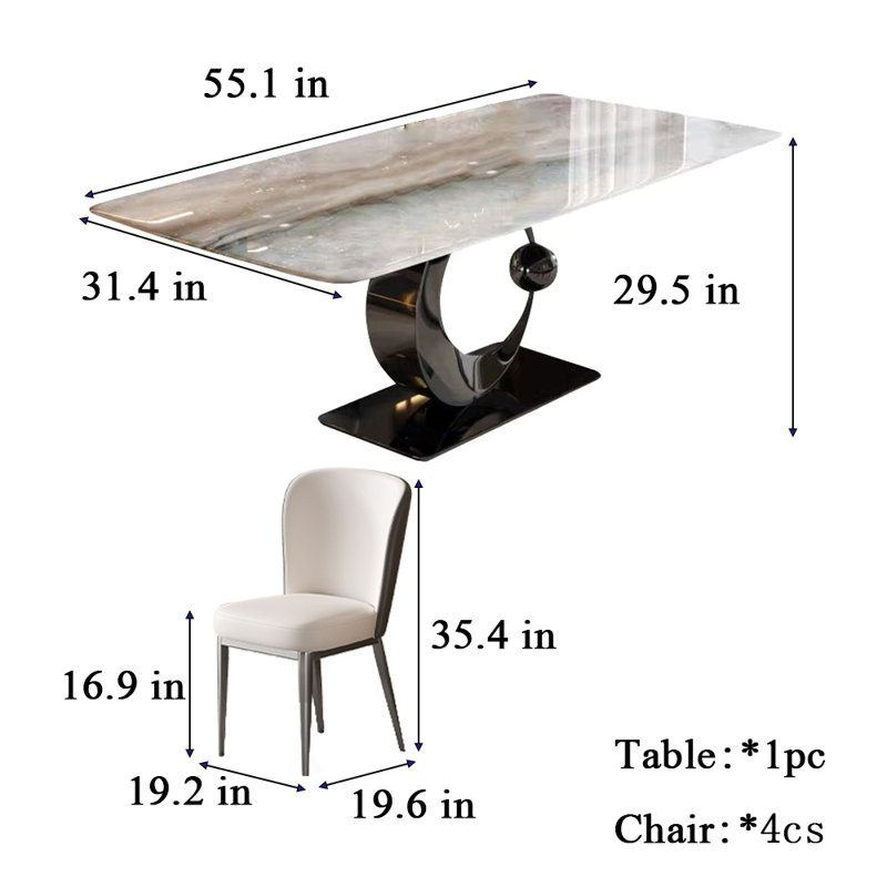 Devoss 4 - Person Pedestal Dining Set, 29.5"H x 55.1"L x 31.4"W