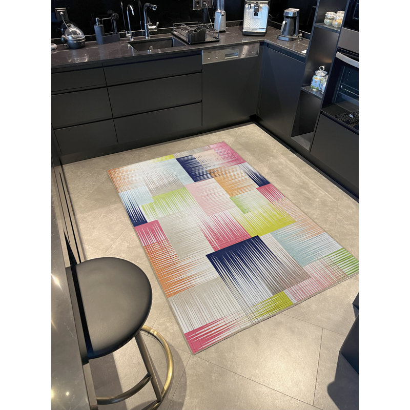 Tapis décoratif multicolore multicolore, Tapis de couloir 3 pi 3 po x 9 pi 10 po