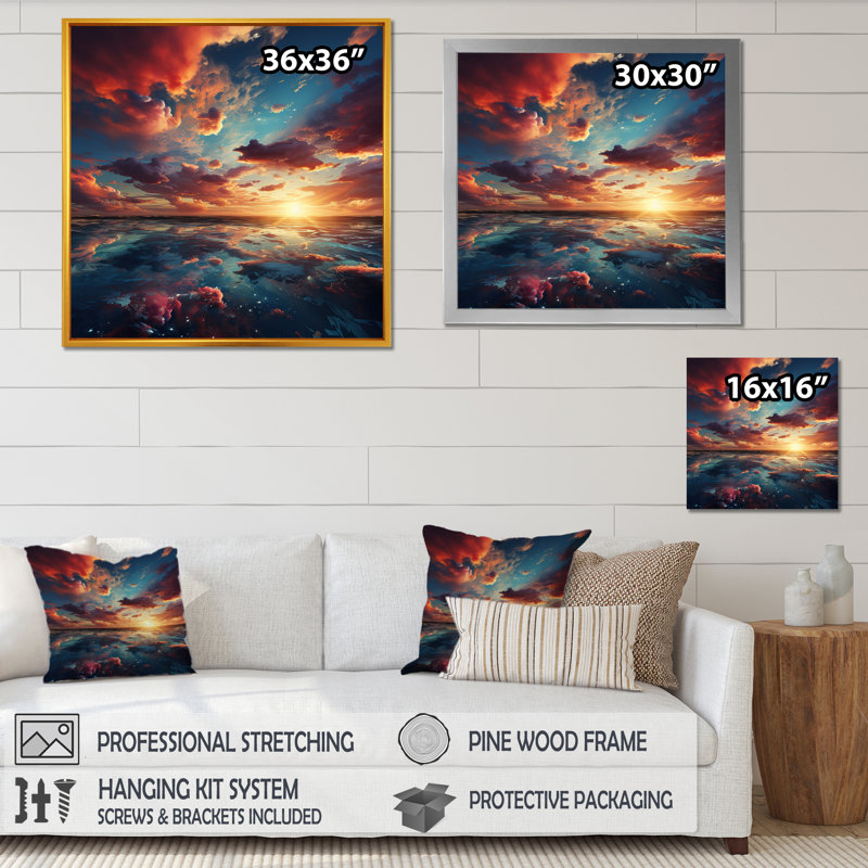«Majestic Dream Sunset Horizon», reproduction sur toile, H 36 po x l 36 po x P 1,5 po, Toile tendue