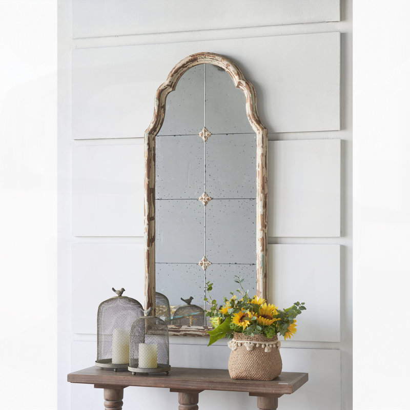 Miroir arqué en bois avec fenêtre décorative pour le salon, la salle de bain et le vestibule