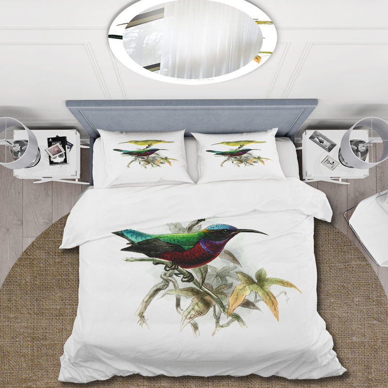 Ensemble de housse de couette Traditional Vintage Birds XV Vintage - microfibre de polyester