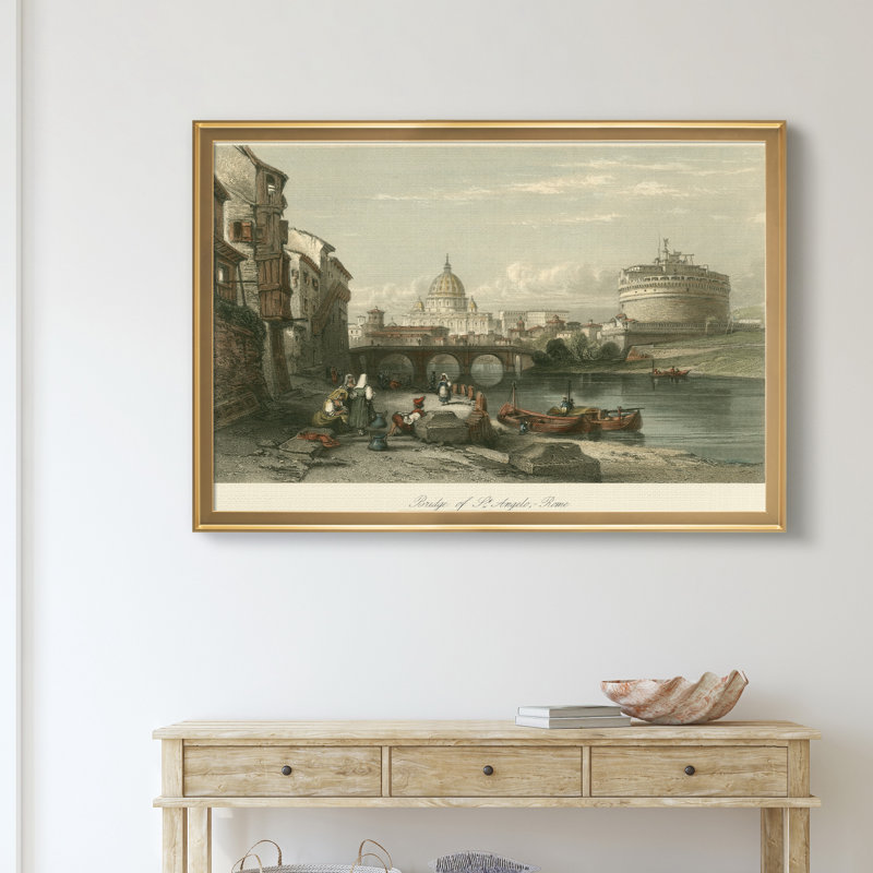 Pont de Saint-Ange, Rome, reproduction d'art sur toile, Doré, H 30,5 po x l 42,5 po x P 1,5 po