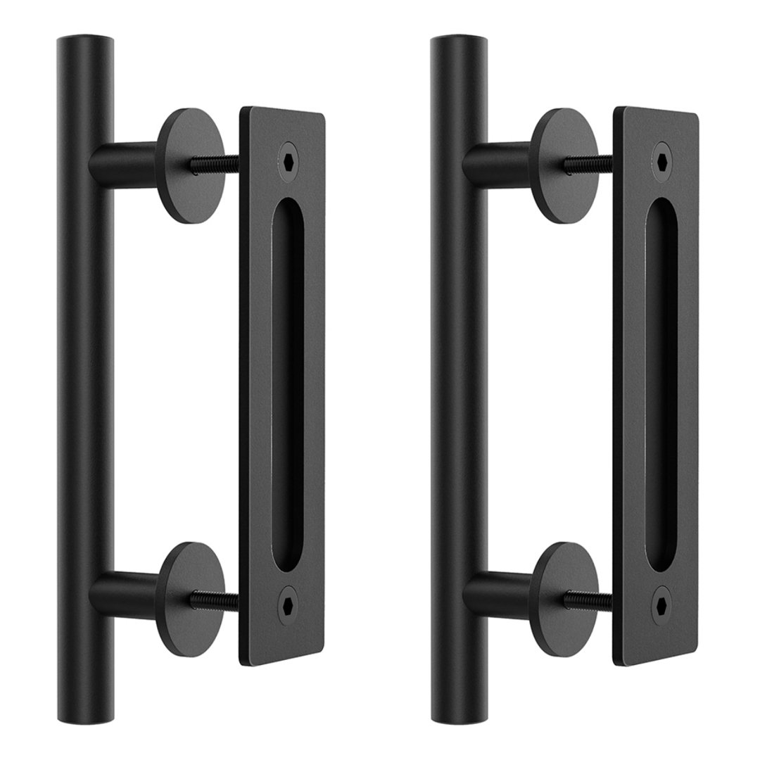 12-inch Sliding Aluminum Alloy Rustic Black Door Handle/Pull (Set of 2) Lazio