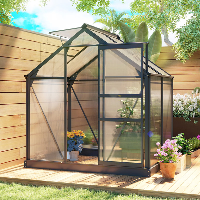 Serre de jardin en polycarbonate en aluminium 6 pi x 4 pi x 6,6 pi