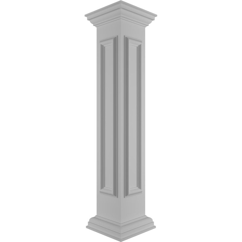 Poteau d'extrémité Newel avec panneau, chapiteau plat et garniture de base (trousse d'installation incluse)