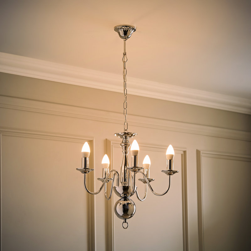 Eshelman 5 - Light Candle Style Chandelier, Not Included, Chrome