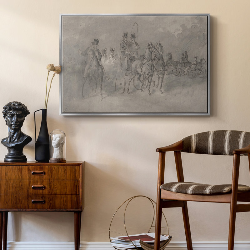 Croquis rétro-XXIX, toile tendue avec châssis encadré, H 17 po x l 25 po, Argent