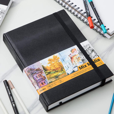 Mix Media Pad - 10"x7.4" Mixed Media Art Sketchbook, 120 lb/200 gsm Heavyweight Papers