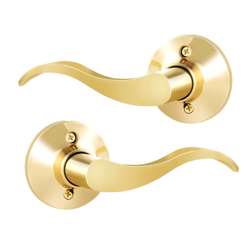 Door Lever, Polished Brass