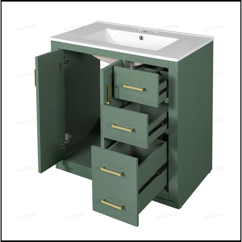 Meuble-lavabo à fermeture en douceur 30 po avec lavabo, Vert