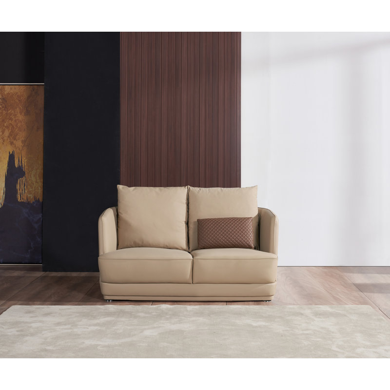 Glamour Loveseat, Tan/Brown Genuine Leather