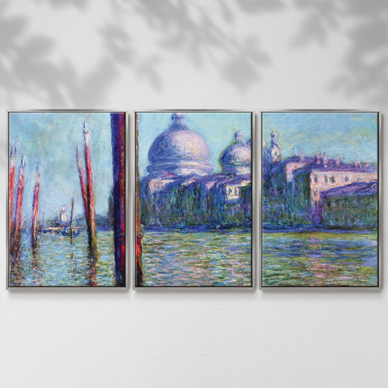 Le Grand Canal à Venise, 1908 03 - Toile encadrée multi-pièces, H 24 po x l 48 po x P 2 po, Argent
